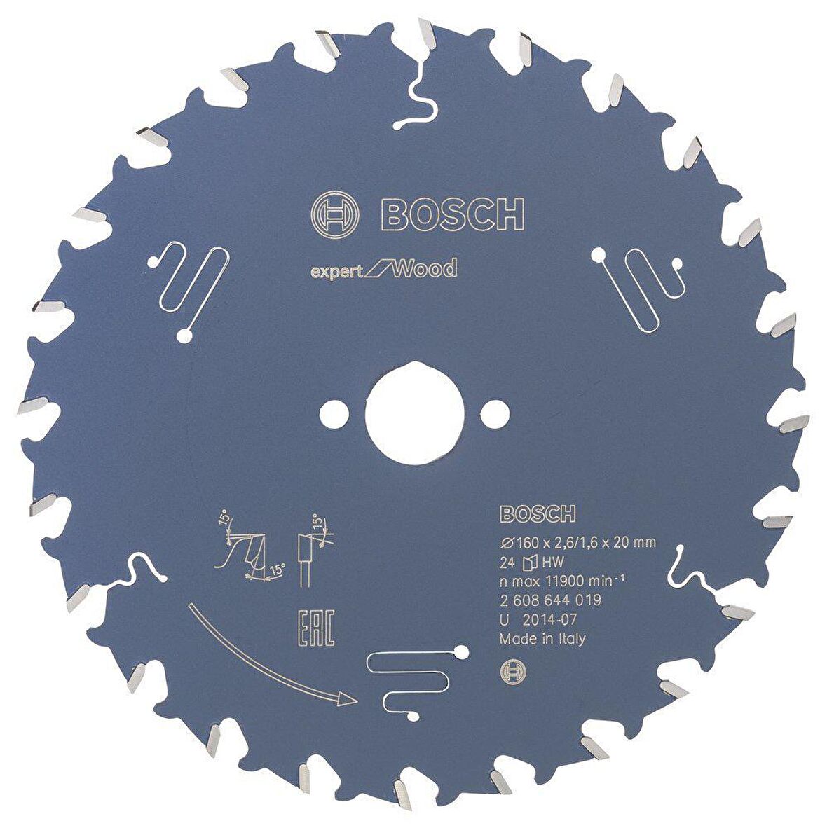 Bosch Ahşap Daire Kesme Bıçağı 160*20 mm 24 Diş Expert 2608644019